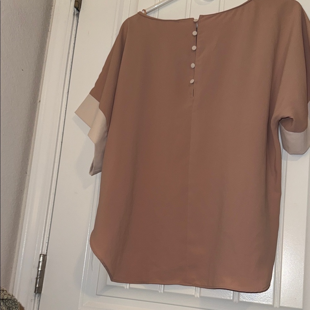 NWT Zara Blush & Cream Colorblock Oversized Blouse - Picture 11 of 11